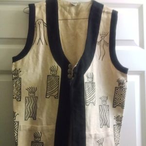 Venus Imports, Size M, Beige/Black, Tribal Print Vest